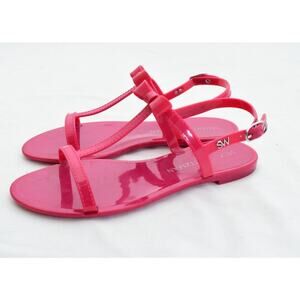 Stuart Weitzman Mellie Bow Jelly Flat Sandals Womens Open Toe Shoes Size 10 Pink